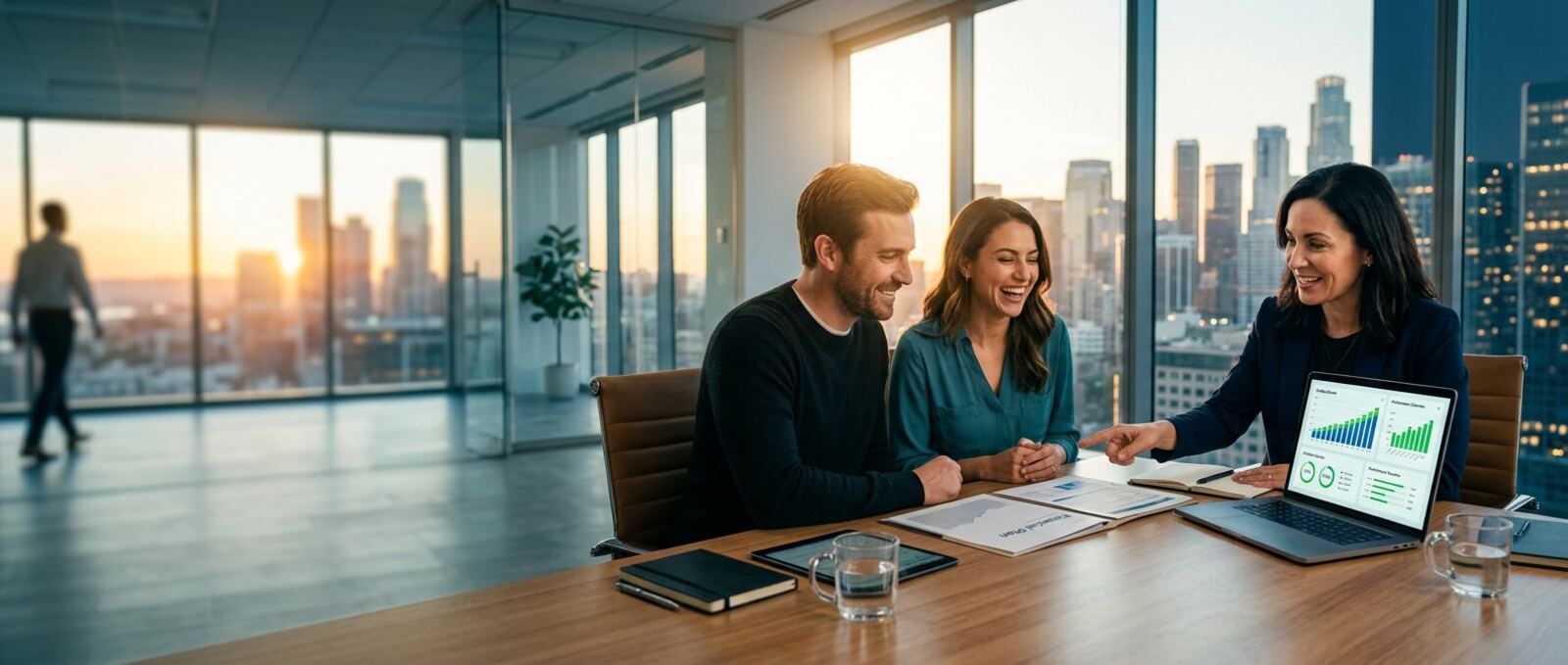 Financial advisor discussing a money plan with clients at Finance Advisor Option, Minneapolis